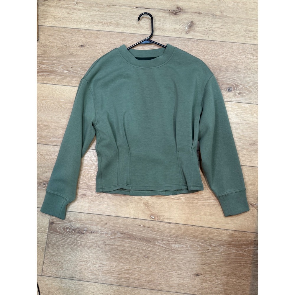 Lululemon Slim-Fit Ribbed Hem Pullover Sage Green Sweatshirt‎ Top